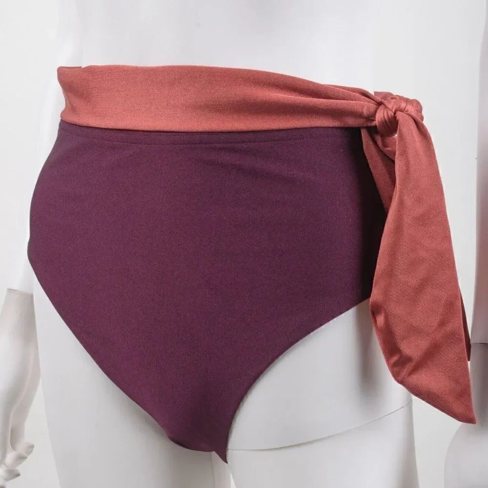 Zimmermann Womens Rosa Colorblock High Rise Bikini Bottoms Purple Sz 2 US 8 NWT - Picture 3 of 6